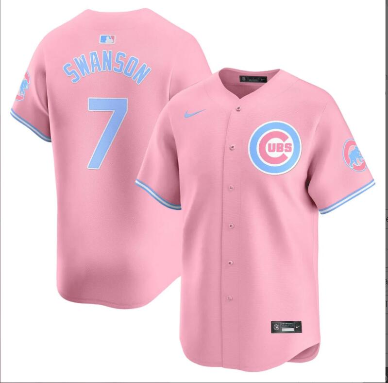 Men Chicago Cubs 24 Bellinger #7 Swanson pink 2024 Nike MLB jersey->indianapolis colts->NFL Jersey